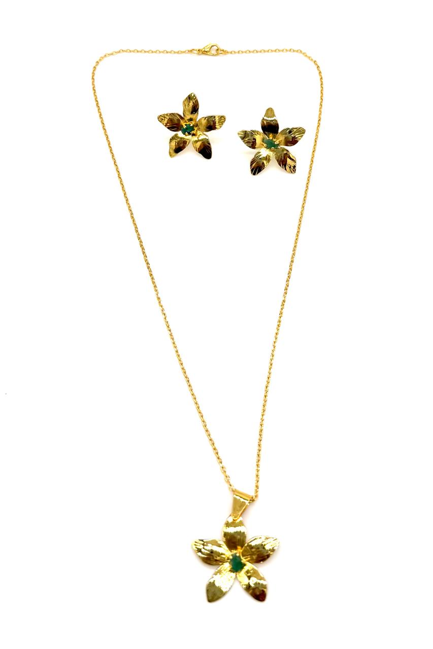JUEGO FLOR MURRALLA ESMERALDA BRONCE ORO