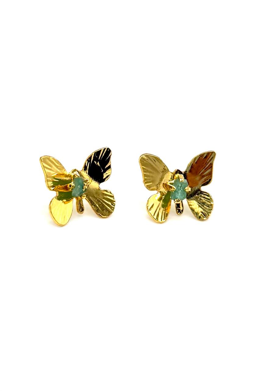 ARETES MARIPOSA MURRALLA ESMERALDA BRONCE ORO