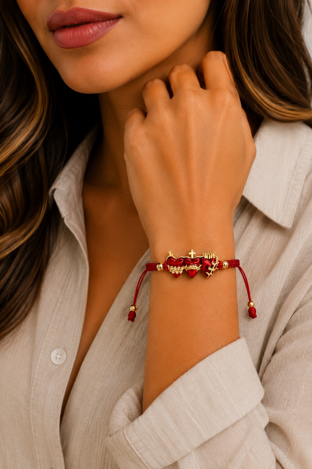 PULSERA SAGRADO CORAZÓN DE JESÚS RODIO