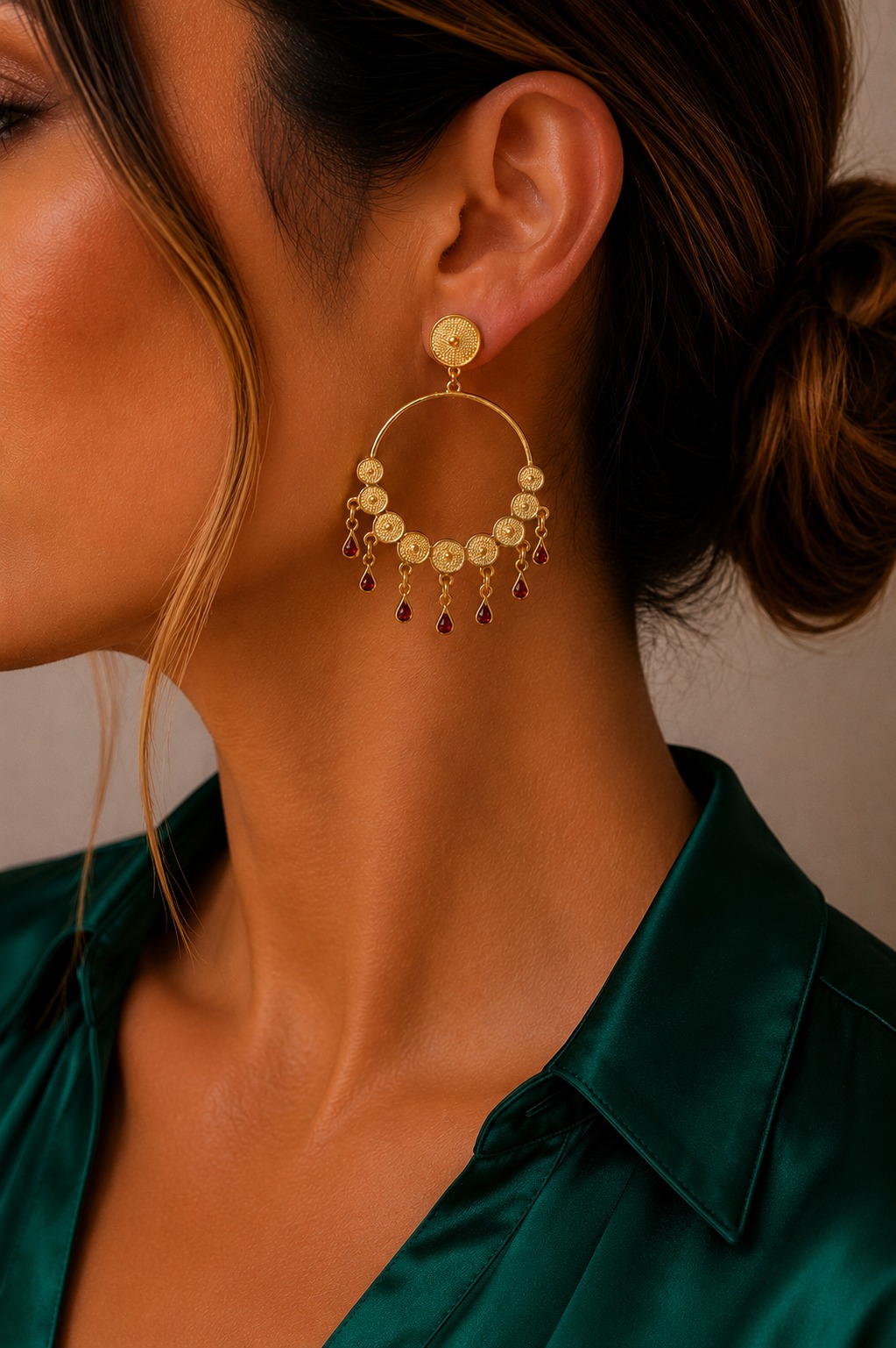ARETES LÁGRIMAS ZAMAC  BAÑO 24K