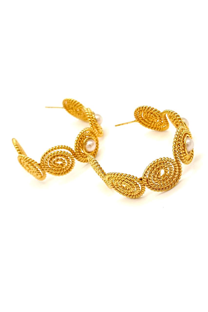 ARETES ESPIRAL TIPO CANDONGA BRONCE ORO