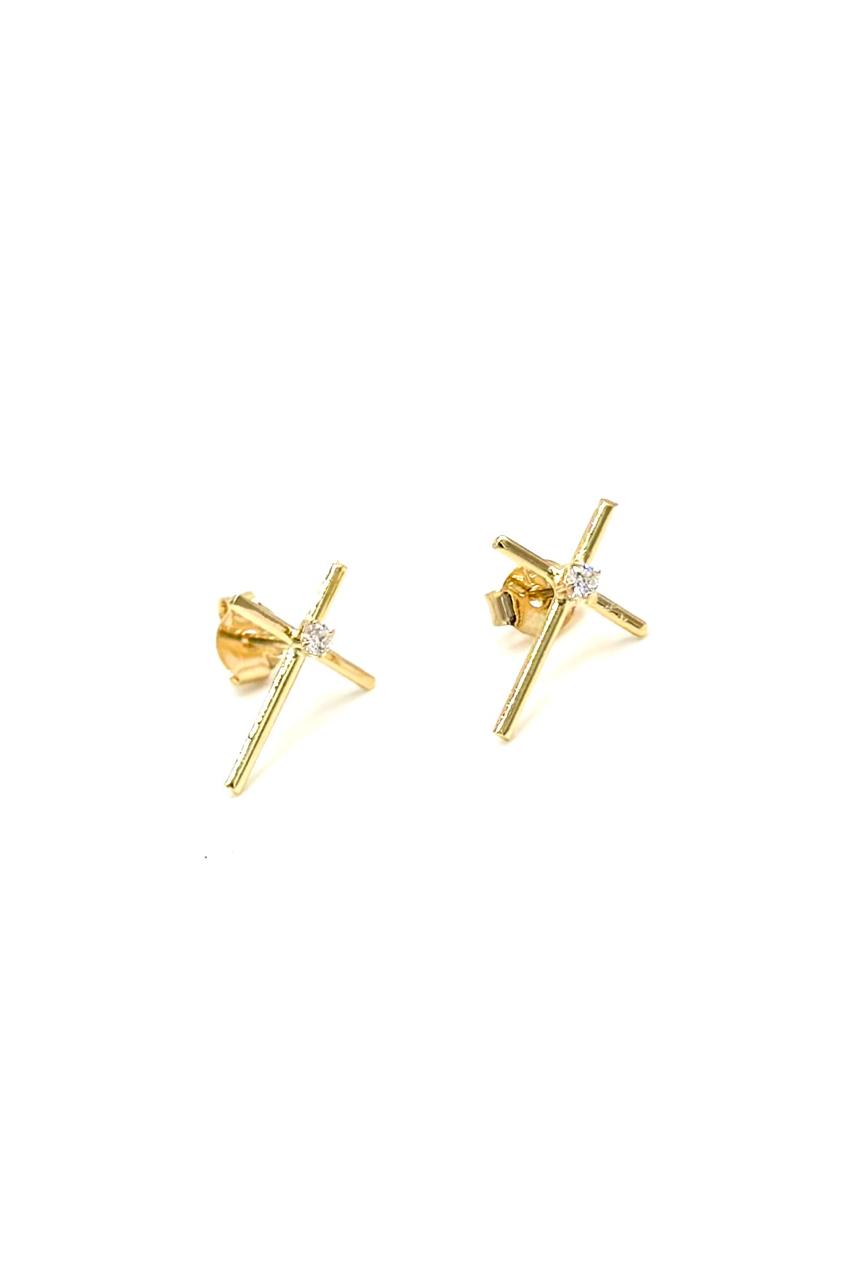 ARETES CRUZ CIRCÓN ORO LAMINADO 18K