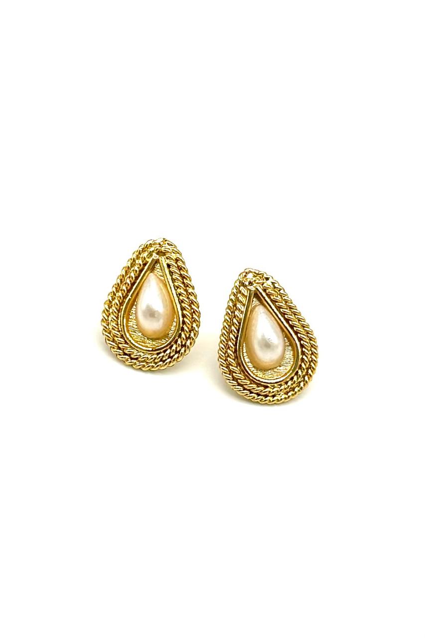 ARETES OVAL PERLA BRONCE ORO