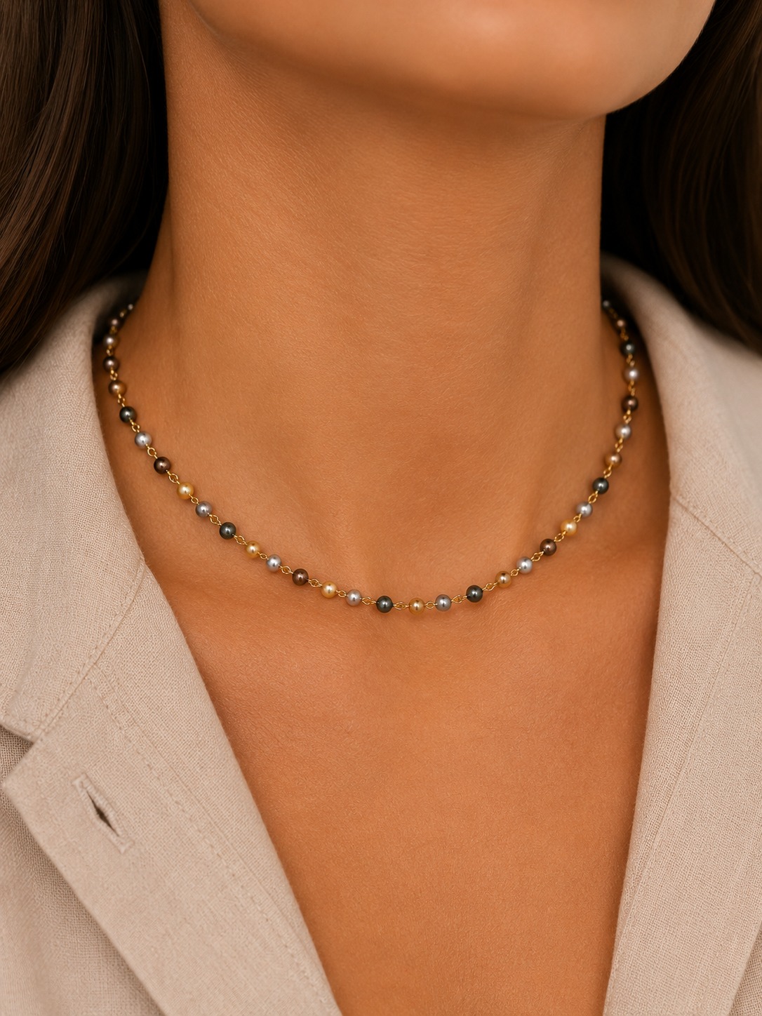 COLLAR PERLA POLVO DE NÁCAR MULTICOLOR