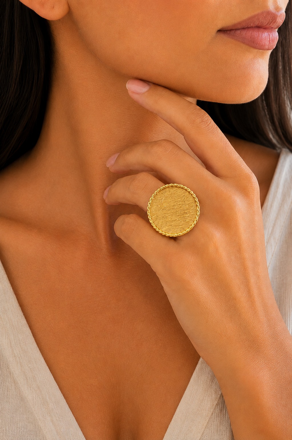 ANILLO ENTORCHADO BRONCE ORO