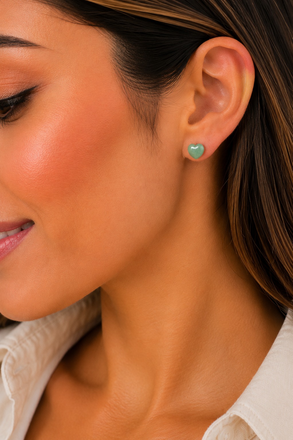 ARETES CORAZÓN AVENTURINA
