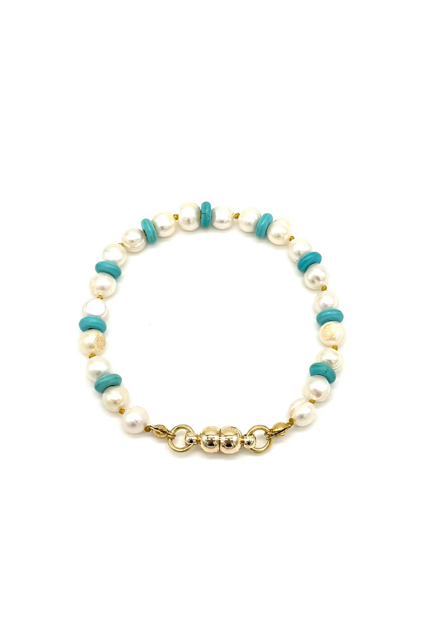 PULSERA PERLA CULTIVADA TURQUESA