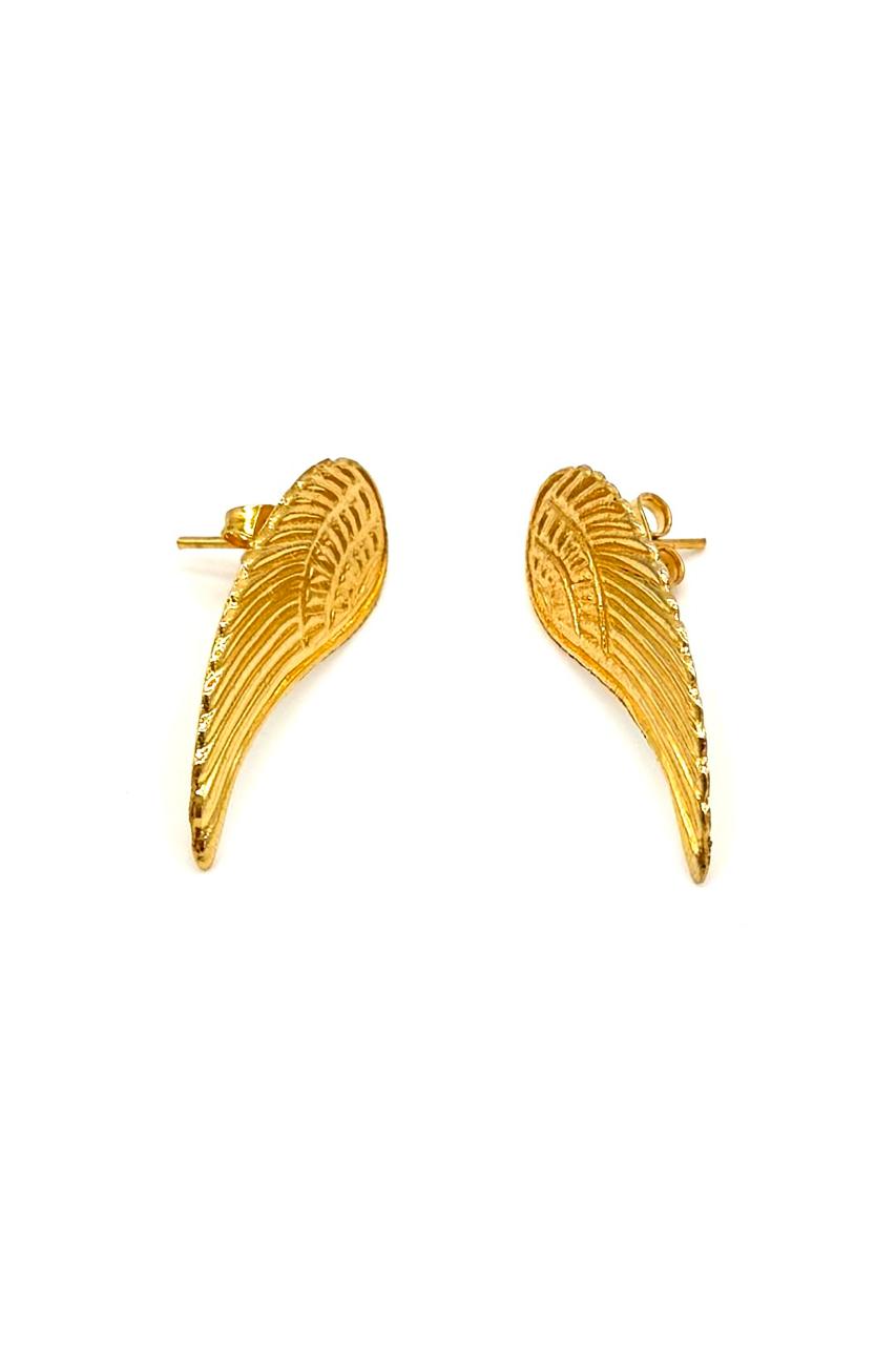 ARETES ALAS LABRADAS BRONCE ORO