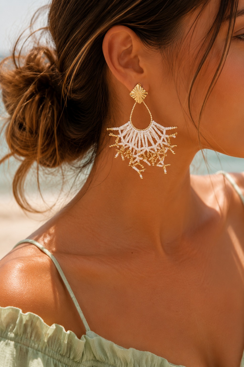 ARETES RACIMO BRONCE ORO BLANCOS