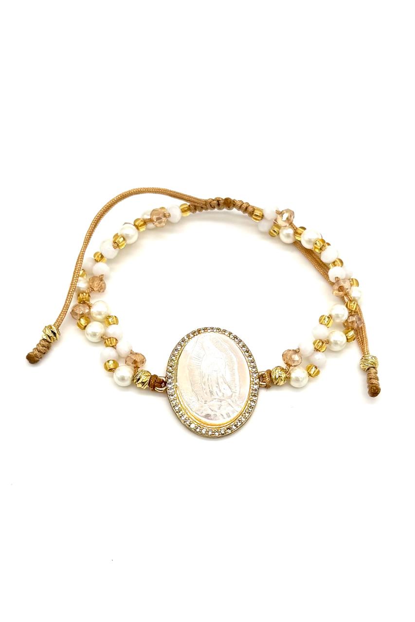 PULSERA MEDALLA VIRGEN DE GUADALUPE NÁCAR