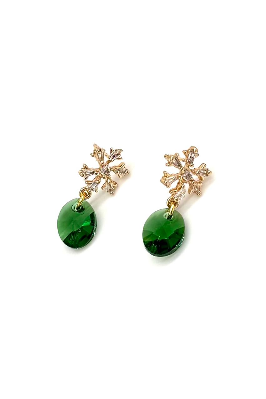 ARETES FLOR CRISTAL SWAROVSKI DARK MOSS 10 mm