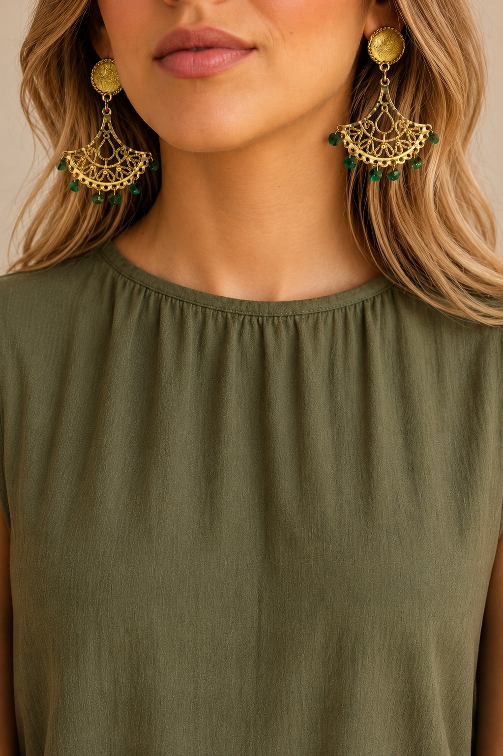 ARETES BOHEMIA ZAMAK BAÑO ORO 24K