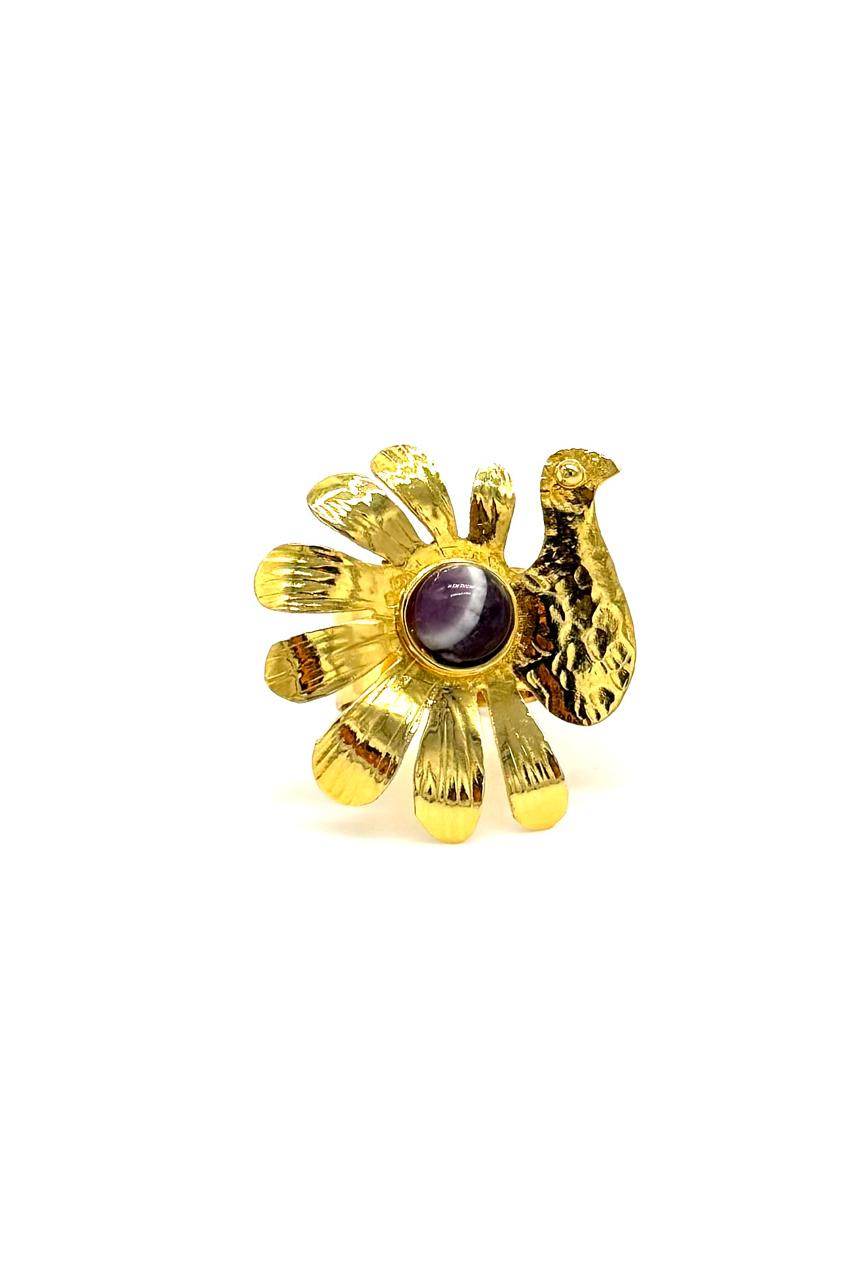 ANILLO PAVO REAL BRONCE ORO