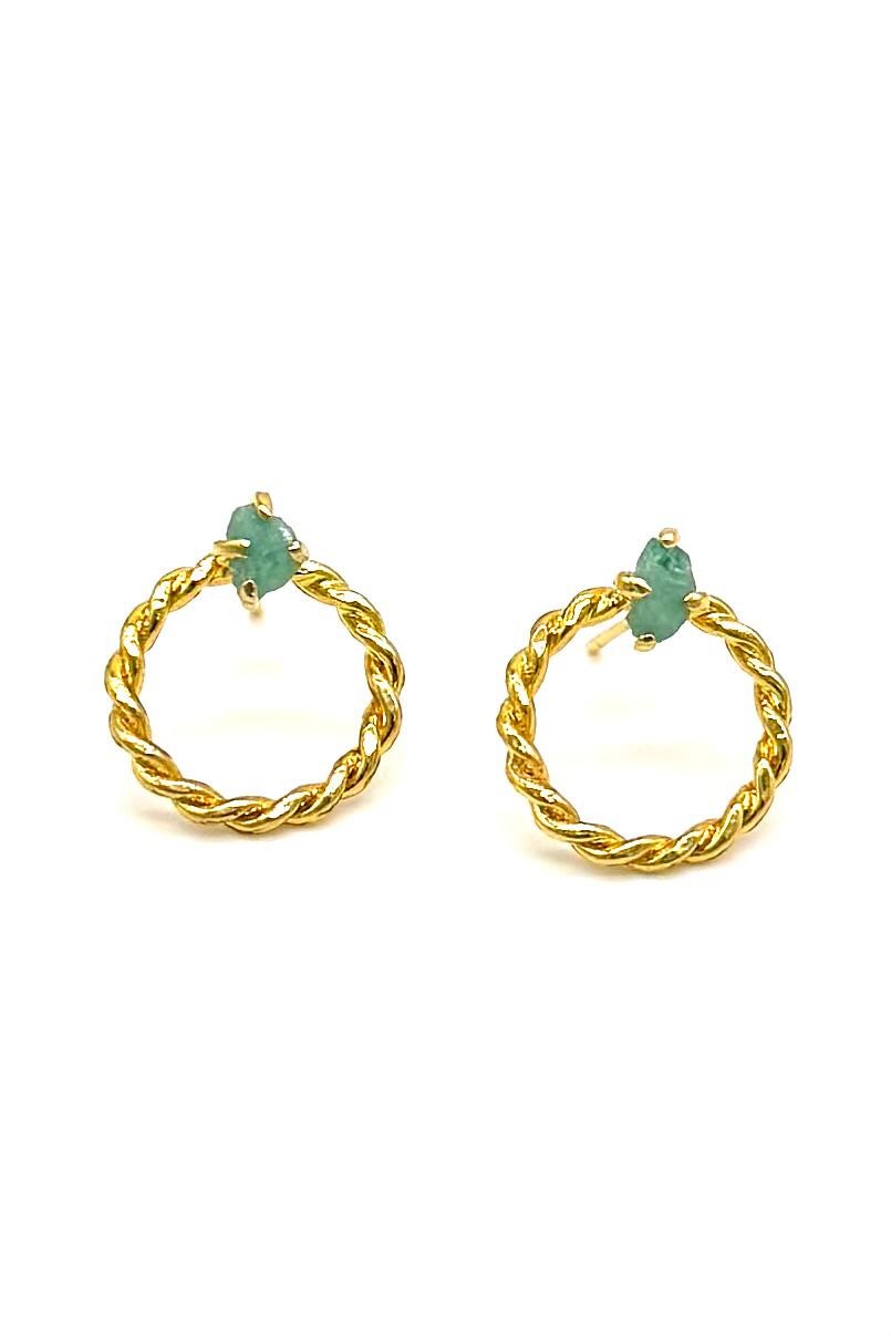 ARETES ENTORCHADOS MURRALLA ESMERALDA BRONCE ORO