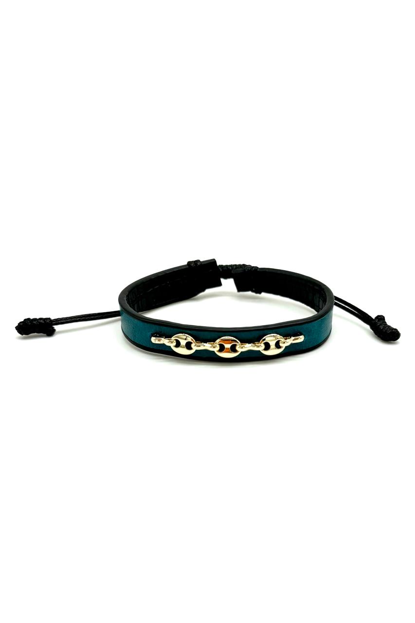 PULSERA CUERO TURQUESA