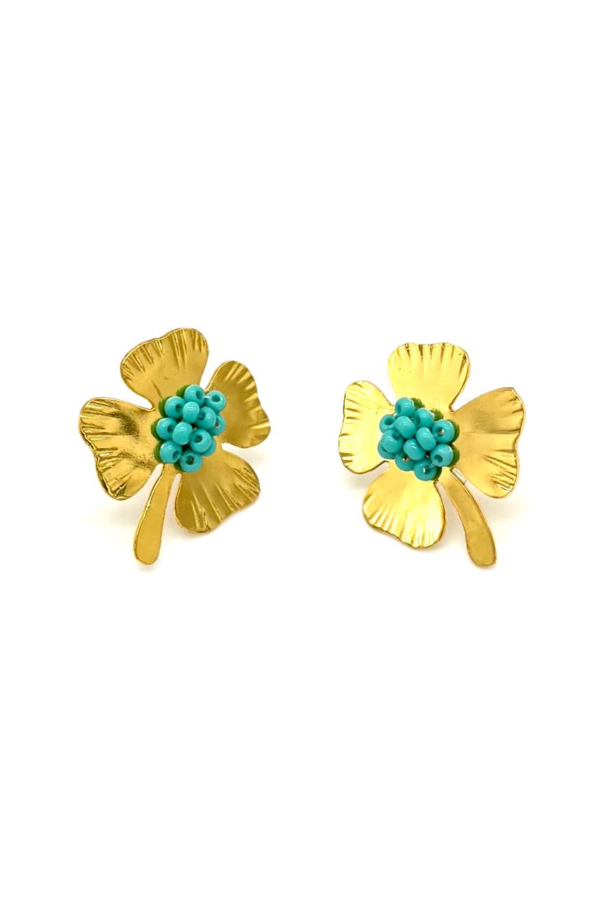 ARETES TRÉBOL TOPO BRONCE ORO