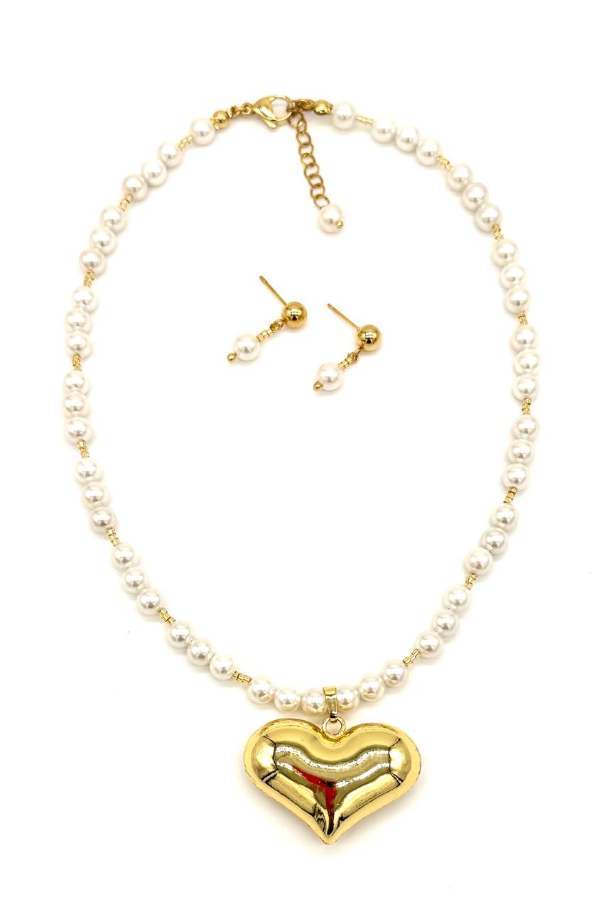 COLLAR PERLA POLVO DE NÁCAR CORAZÓN