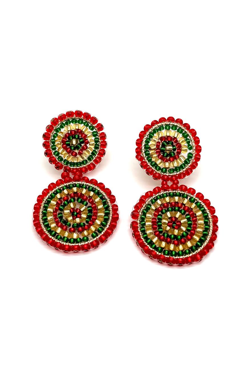 ARETES PEYOTE ROJO VERDE