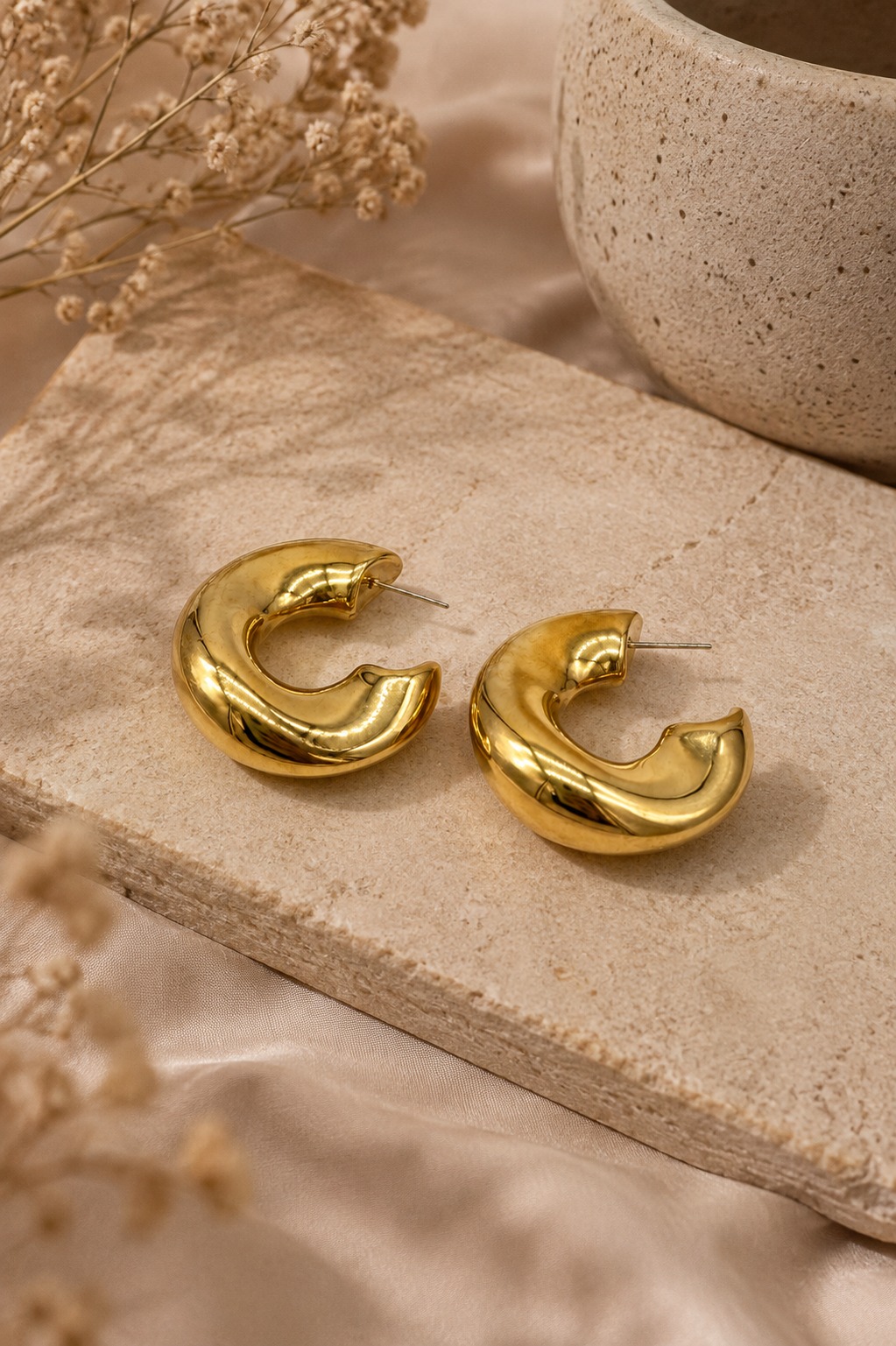 ARETES TIPO CANDONGA BAÑO 18K