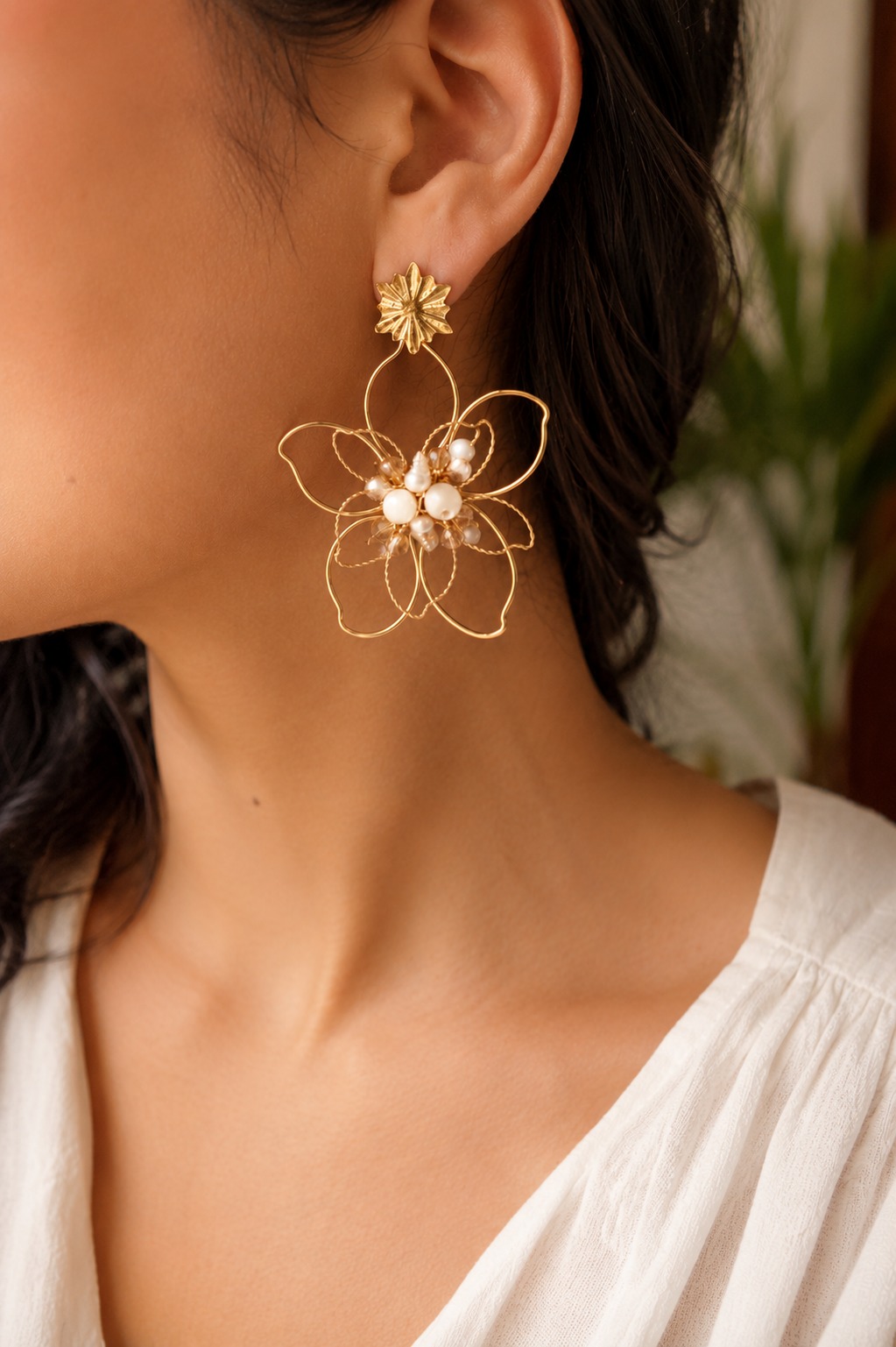 ARETES ALAMBRISMO FLOR
