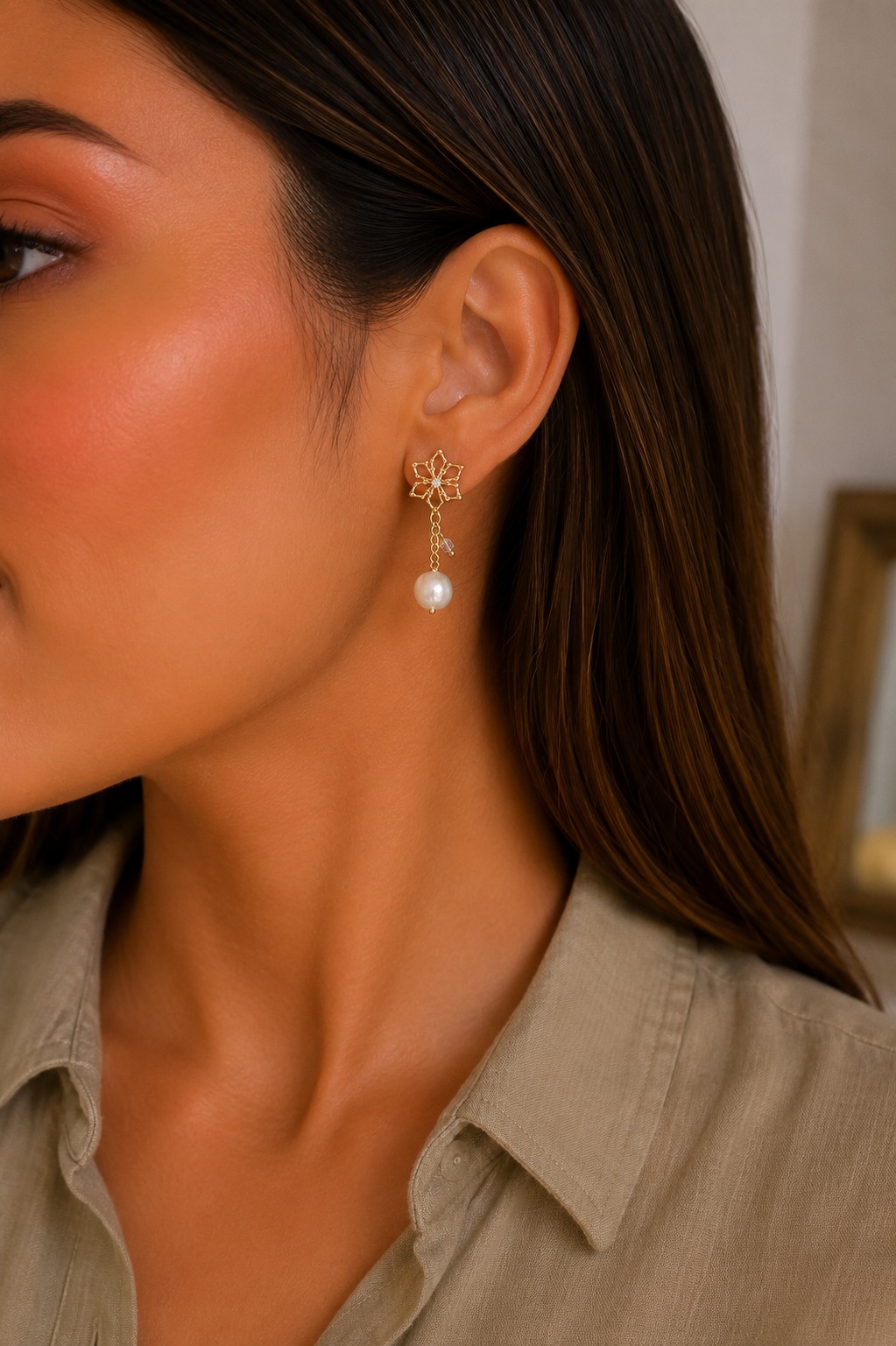 ARETES PERLA CULTIVADA RODIO