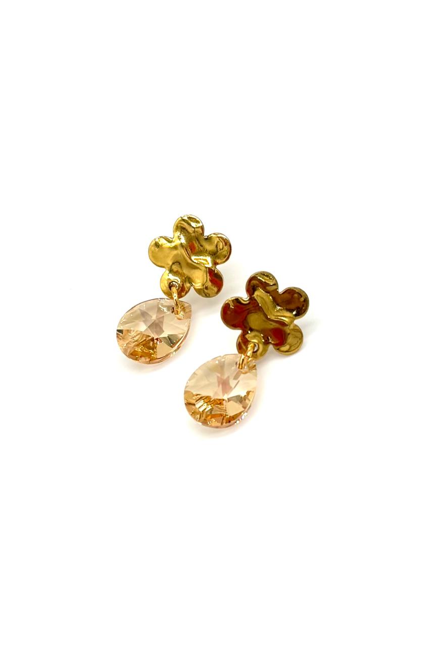 ARETES FLOR ACERO CRISTAL SWAROVSKI