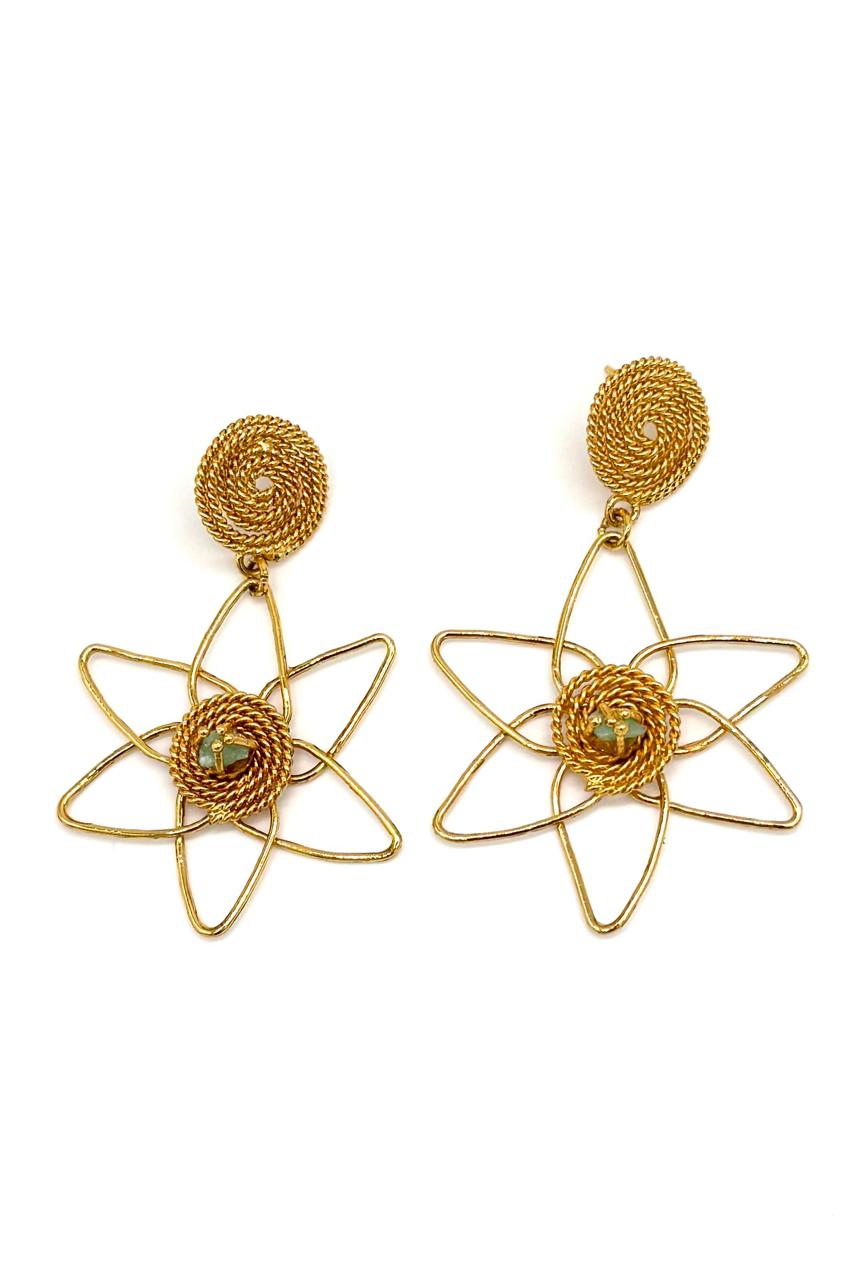ARETES FLOR ESPIRAL BRONCE ORO