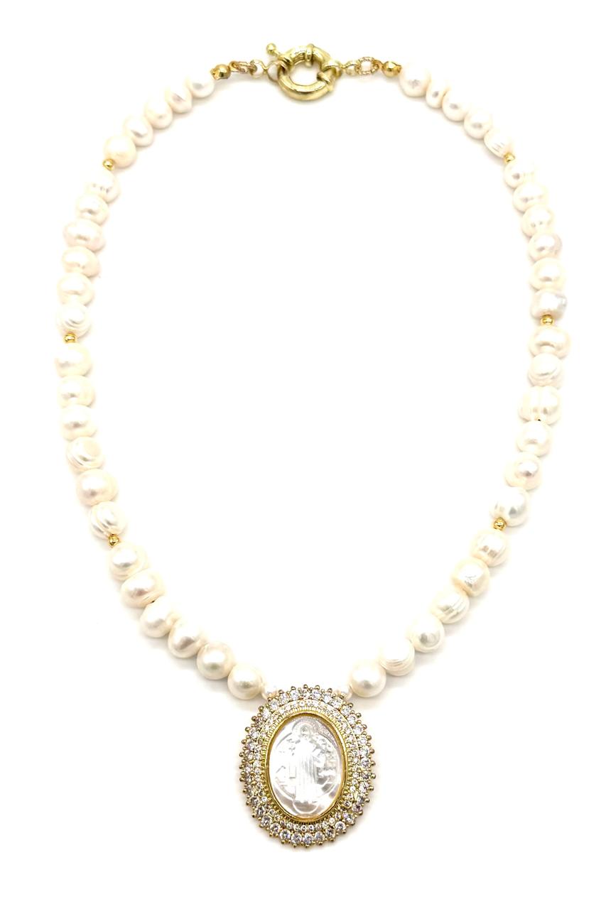 COLLAR PERLA CULTIVADA ORO LAMINADO 18K