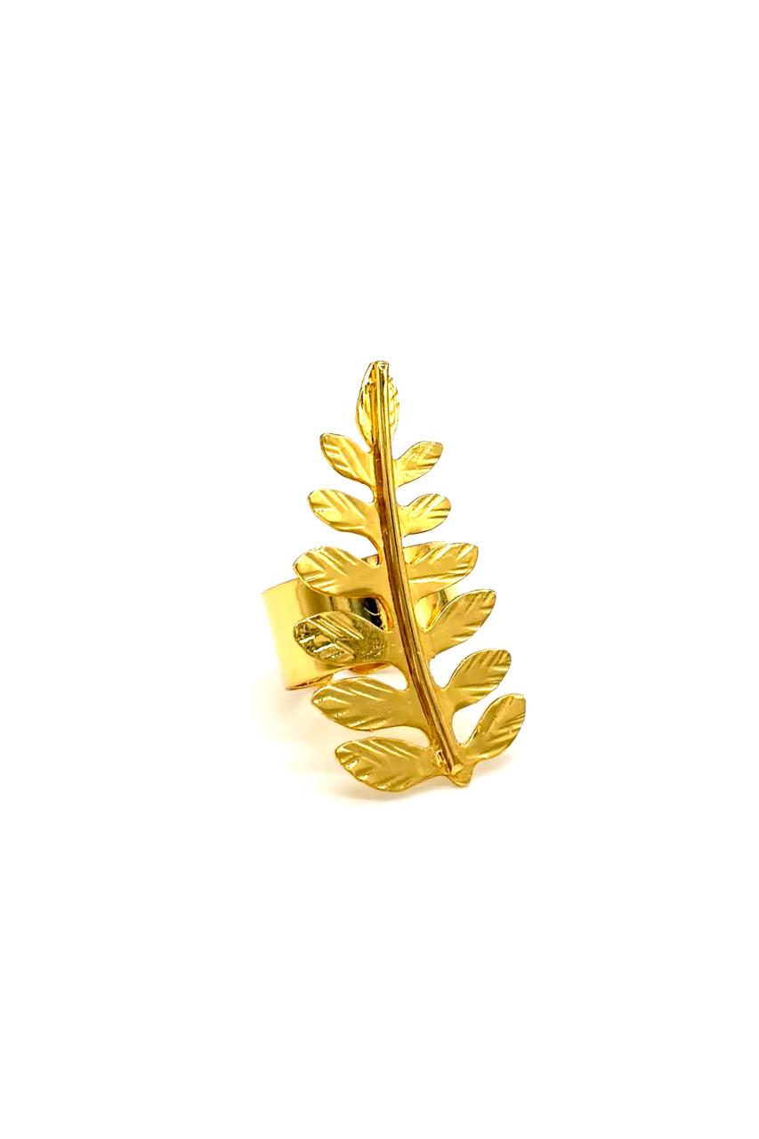 ANILLO HOJA GRIEGA BRONCE ORO