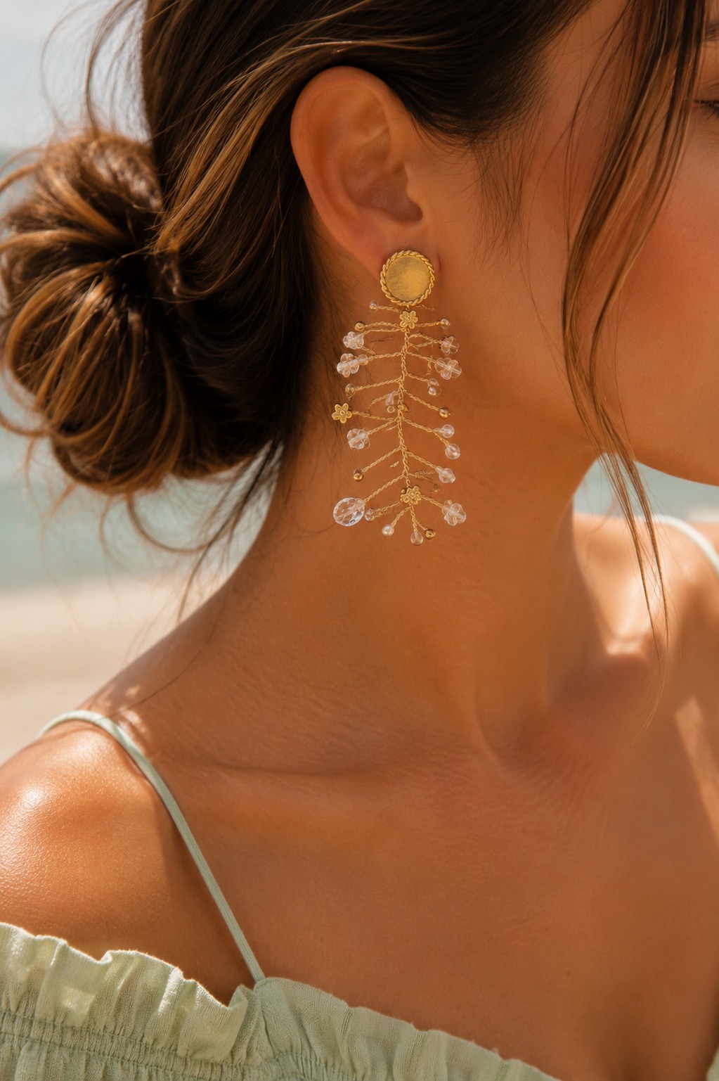 ARETES BRONCE ORO ALAMBRISMO TORNASOL