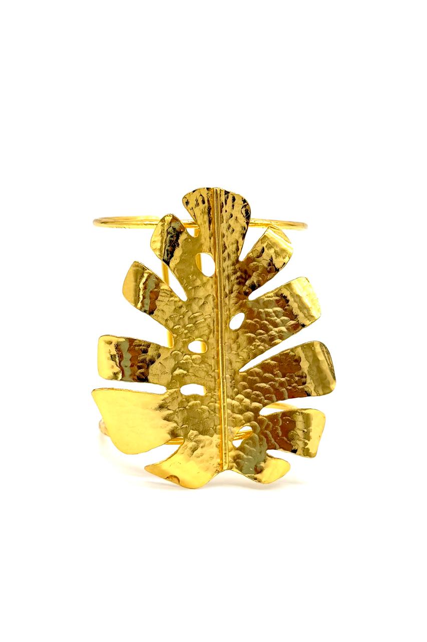 BRAZALETE HOJA BRONCE ORO