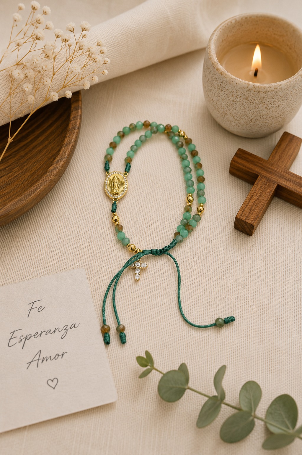 PULSERA TIPO ROSARIO VIRGEN GUADALUPE