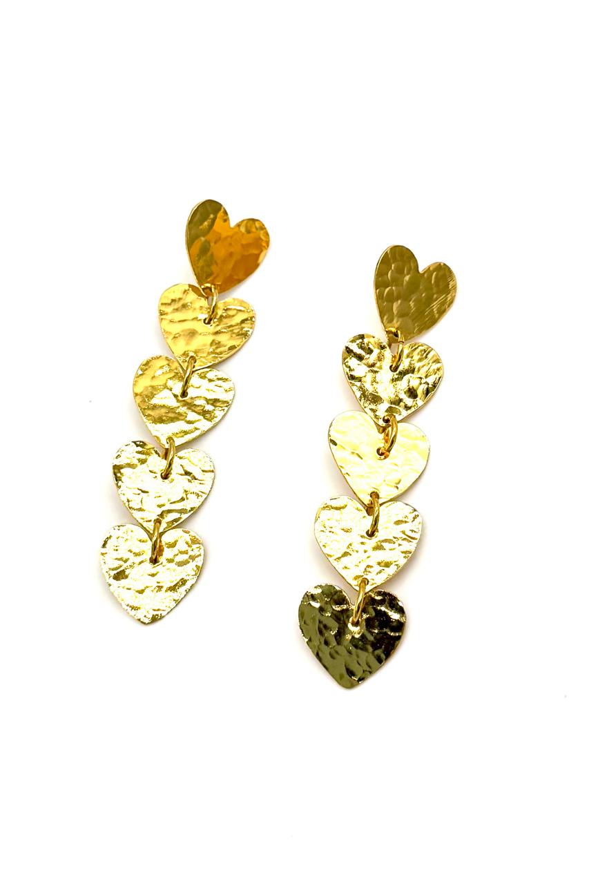 ARETES CORAZÓN X 5 BRONCE ORO