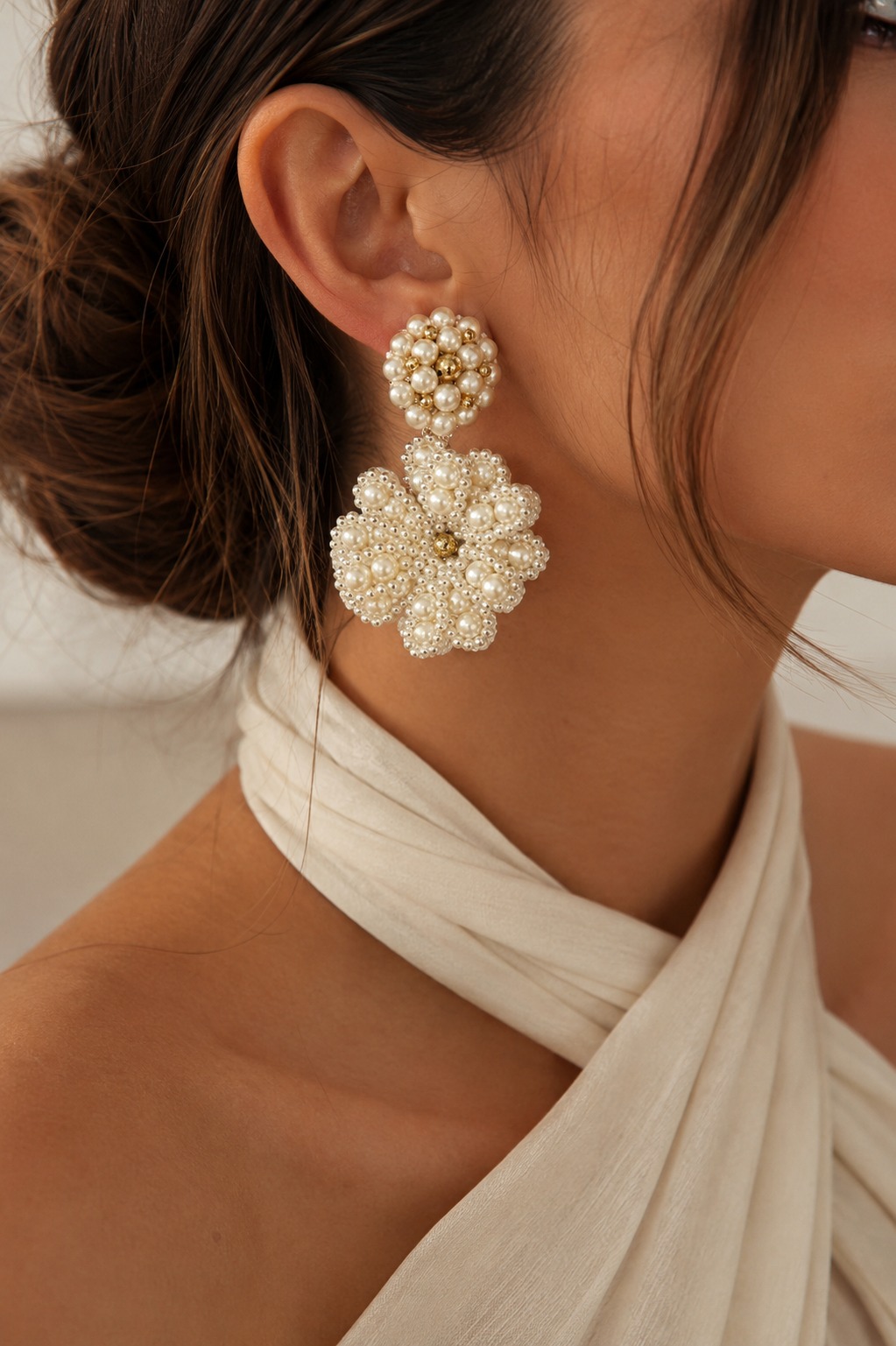 ARETES PERLAS TEJIDOS