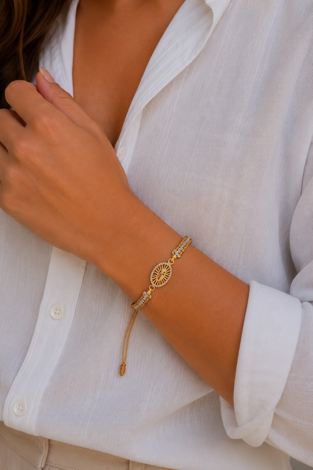PULSERA GUADALUPE MICRO ZIRCÓN ORO LAMINADO 18K