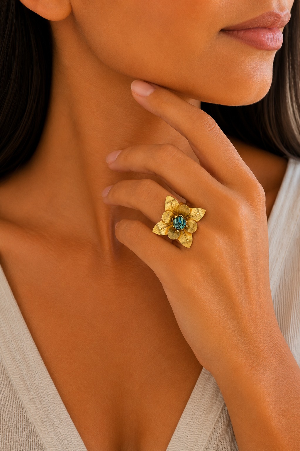 ANILLO TURQUESA PRENSADA