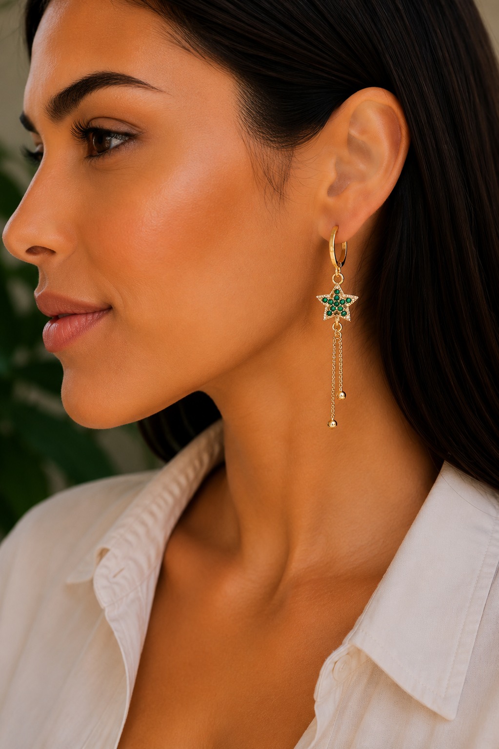 ARETES ESTRELLA VERDE