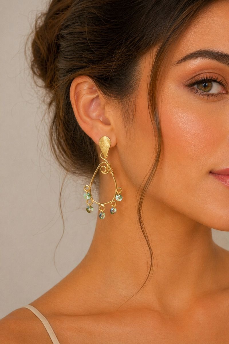 ARETES BRONCE ORO CRISTAL CRY PARSH