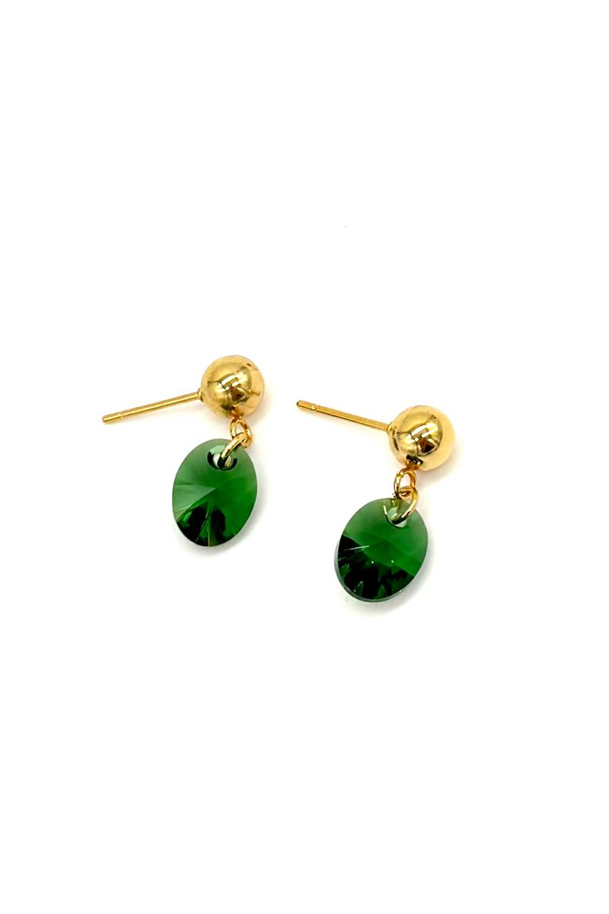 ARETES CRISTAL SWAROVSKI DARK MOSS ACERO
