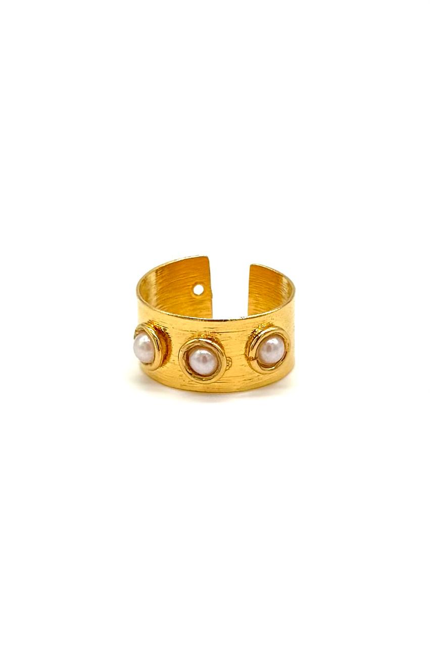 ANILLO TRES PERLAS BRONCE ORO