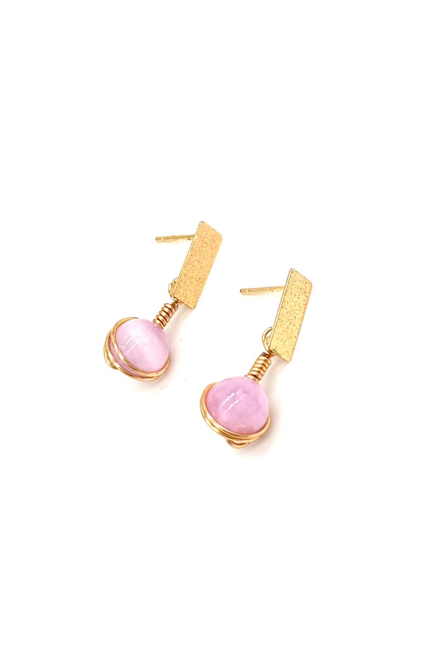 ARETES OJO DE GATO ROSADOS