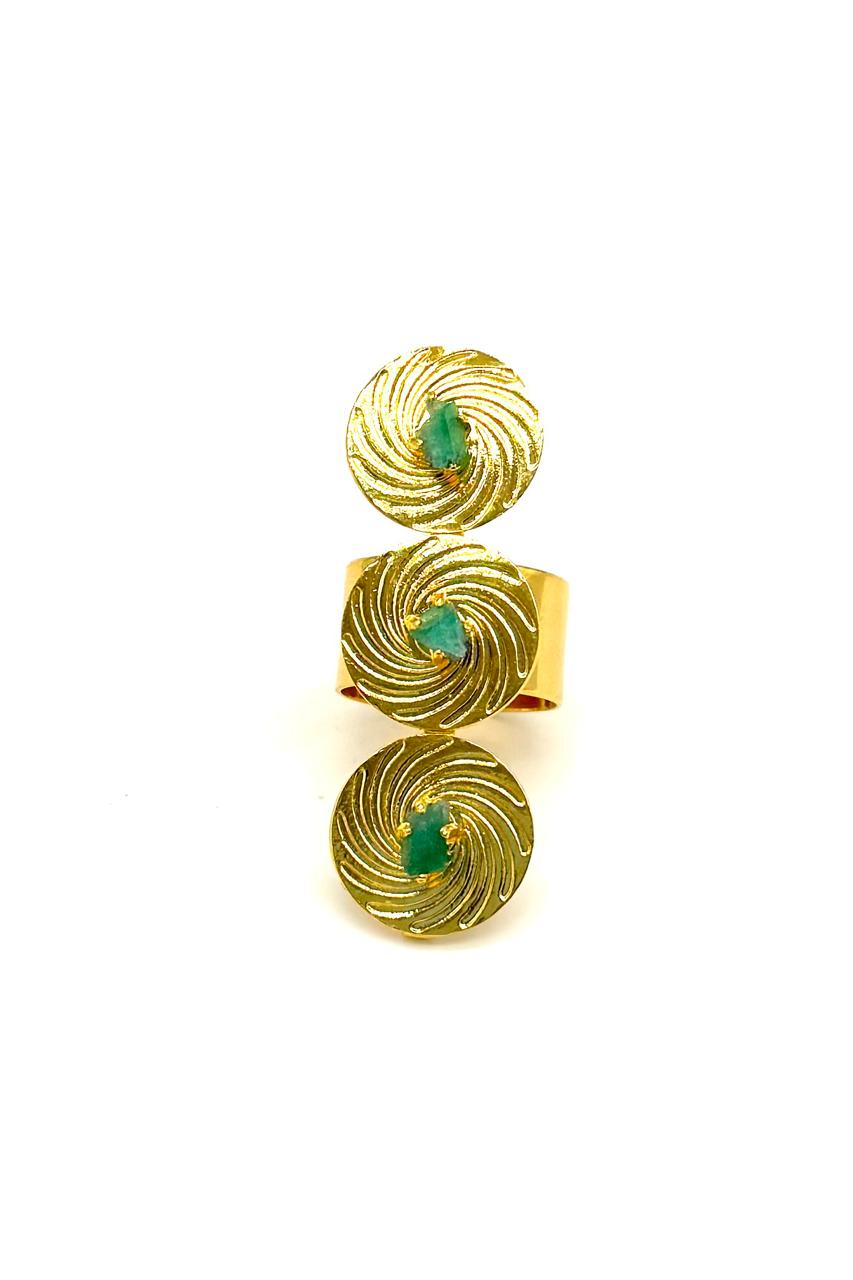 ANILLO HURACÁN MURRALLA ESMERALDA BRONCE ORO