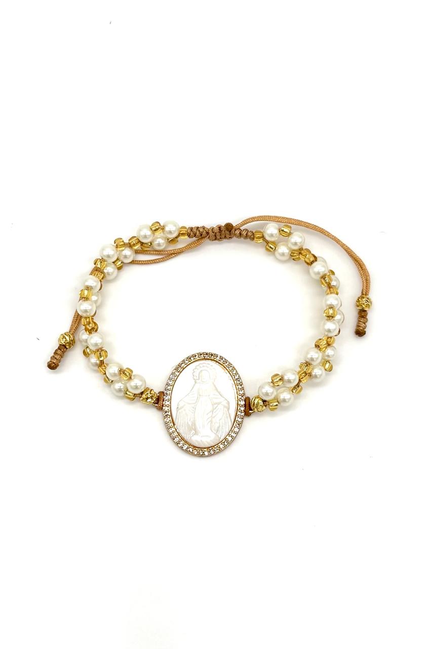 PULSERA VIRGEN MILAGROSA NÁCAR