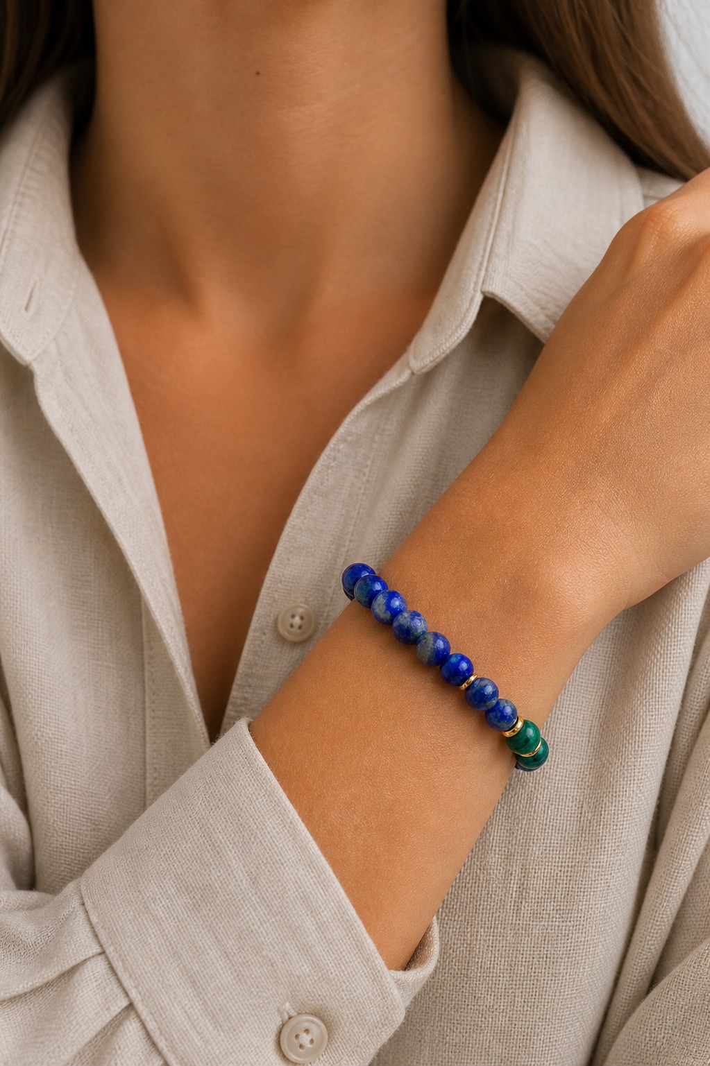 PULSERA LAPISLÁZULI ACERO