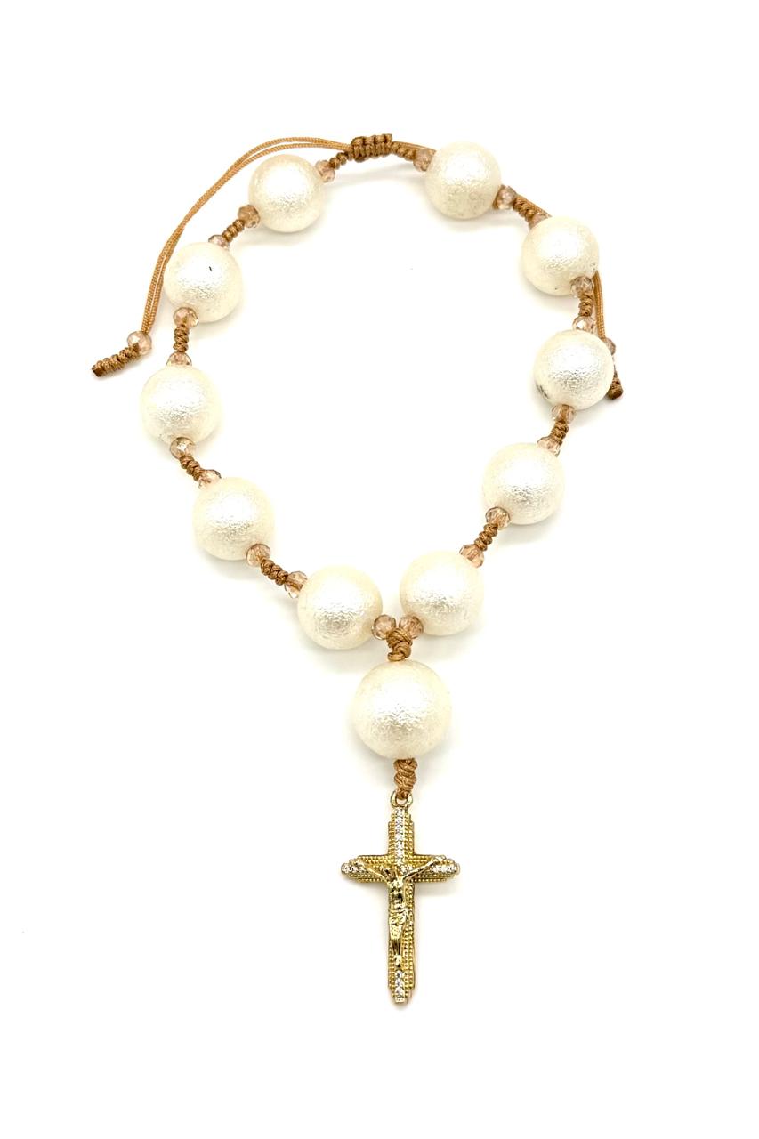 PULSERA DENARIO PERLA GRAMELADA