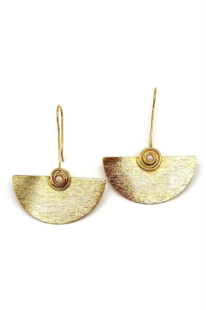 ARETES MEDIO ABANICO BRONCE ORO