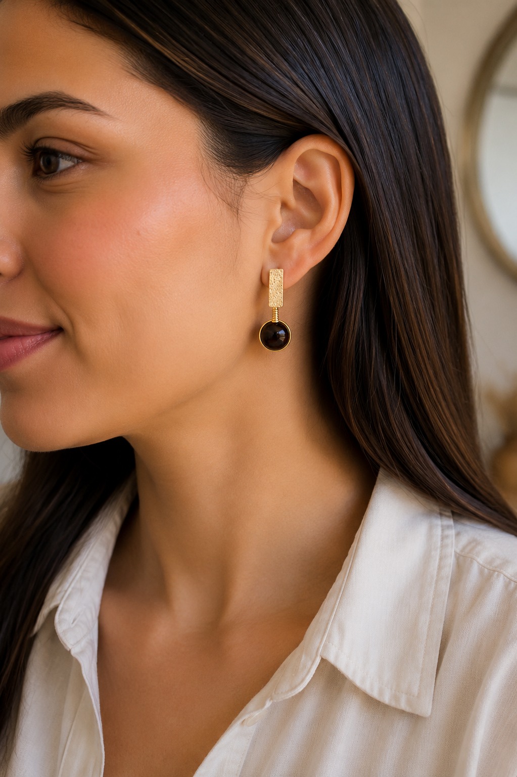 ARETES OJO DE TIGRE ROJO